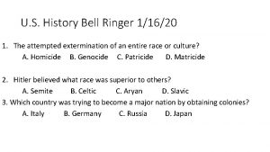 U S History Bell Ringer 11620 1 The