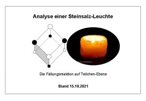 Analyse einer SteinsalzLeuchte Die Fllungsreaktion auf TeilchenEbene Stand