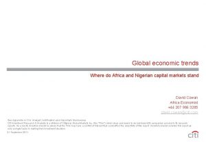 Global economic trends Where do Africa and Nigerian