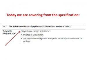 Today we are covering from the specification Population