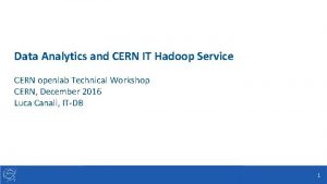 Data Analytics and CERN IT Hadoop Service CERN