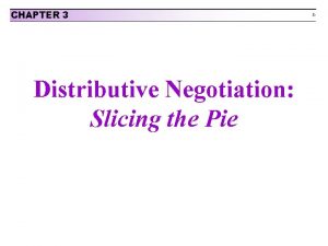 CHAPTER 3 Distributive Negotiation Slicing the Pie 3