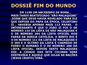 DOSSI FIM DO MUNDO EM 1139 UM ARCEBISPO