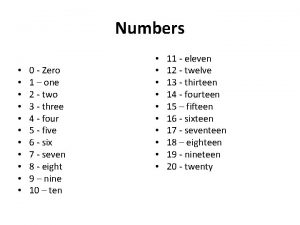 Numbers 0 Zero 1 one 2 two 3