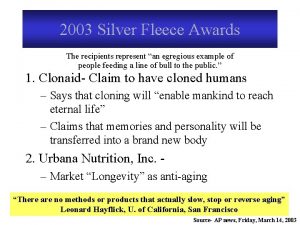 2003 Silver Fleece Awards The recipients represent an
