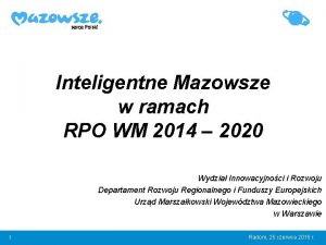 Inteligentne Mazowsze w ramach RPO WM 2014 2020