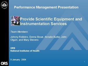 Performance Management Presentation Provide Scientific Equipment and Instrumentation