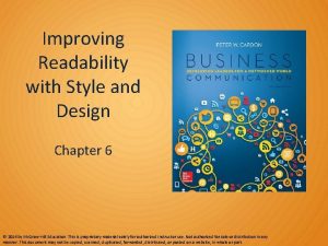 Improving Readability with Style and Design Chapter 6