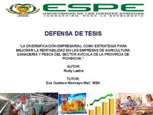 DEFENSA DE TESIS LA DIVERSIFICACIN EMPRESARIAL COMO ESTRATEGIA