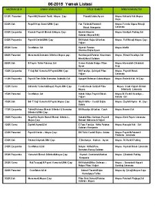 06 2015 Yemek Listesi HAZRAN 2015 SABAH KAHVALTISI