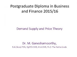 Postgraduate Diploma in Business and Finance 201516 Demand