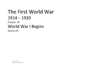 The First World War 1914 1920 Chapter 19