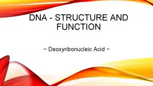 DNA STRUCTURE AND FUNCTION Deoxyribonucleic Acid RECAP NUCLEIC