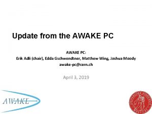 Update from the AWAKE PC Erik Adli chair