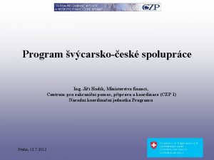 Program vcarskoesk spoluprce Ing Ji Hodk Ministerstvo financ