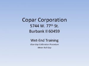 Copar Corporation 5744 W 77 th St Burbank