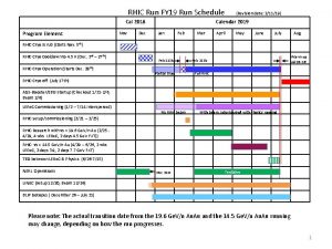 RHIC Run FY 19 Run Schedule Cal 2018