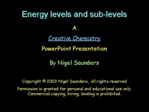 Energy levels and sublevels A Creative Chemistry Power