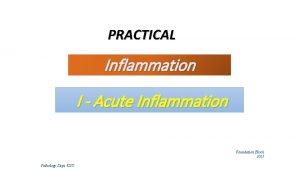 PRACTICAL Inflammation I Acute Inflammation Foundation Block 2015