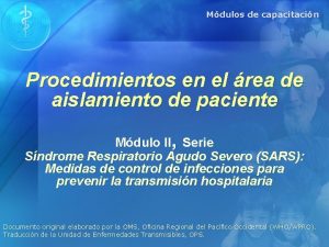 Mdulos de capacitacin Procedimientos en el rea de