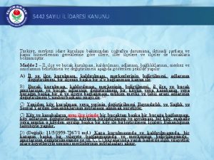 5442 SAYILI L DARES KANUNU Trkiye merkezi idare