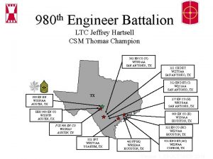 980 th Engineer Battalion LTC Jeffrey Hartsell CSM