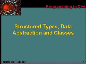 Structured Types Data Abstraction and Classes 1 Chapter