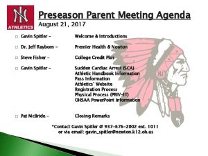 Preseason Parent Meeting Agenda August 21 2017 Gavin