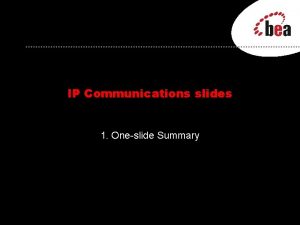 BEA Customer IP Communications Problem Streamline business processes