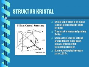 STRUKTUR KRISTAL b b Kristal Si dibentuk oleh