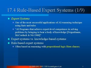 17 4 RuleBased Expert Systems 19 l Expert