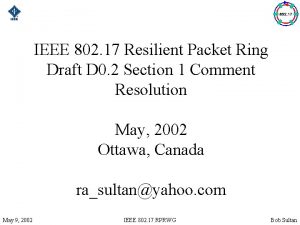 IEEE 802 17 Resilient Packet Ring Draft D