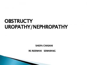 OBSTRUCTY UROPATHYNEPHROPATHY SHOFA CHASANI RS ROEMANI SEMARANG Objectives