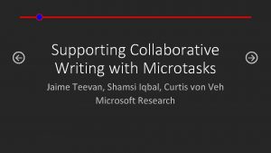 Supporting Collaborative Writing with Microtasks Jaime Teevan Shamsi
