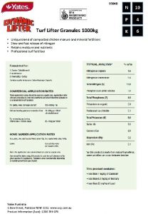 95040 Turf Lifter Granules 1000 kg Unique blend