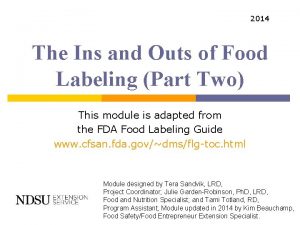 2014 The Ins and Outs of Food Labeling