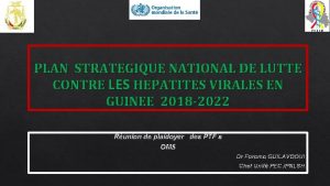 PLAN STRATEGIQUE NATIONAL DE LUTTE CONTRE LES HEPATITES