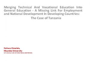 Merging Technical And Vocational Education Into General Education