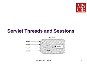 Servlet Threads and Sessions SE2840 Dr Mark L