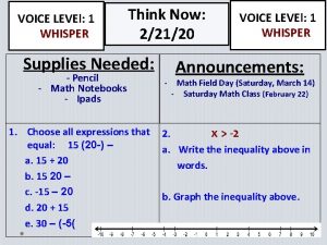 VOICE LEVEl 1 WHISPER Think Now 22120 Supplies