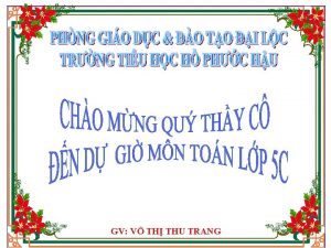 GV V TH THU TRANG Th t ngy