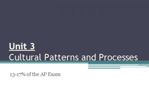 Unit 3 Cultural Patterns and Processes 13 17