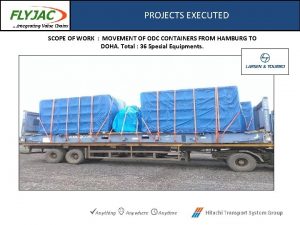 PROJECTS EXECUTED Integrating Value Chains SCOPE OF WORK