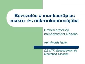 Bevezets a munkaerpiac makro s mikrokonmijba Emberi erforrs