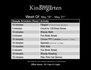 Kindergarten Cheyenne Week Of May 18 th May