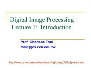 Digital Image Processing Lecture 1 Introduction Prof Charlene