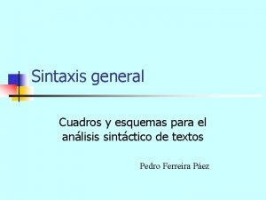 Sintaxis general Cuadros y esquemas para el anlisis