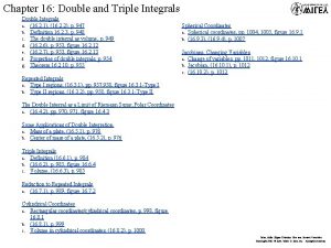 Chapter 16 Double and Triple Integrals Double Integrals