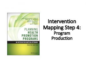 Intervention Mapping Step 4 Program Production Intervention Mapping