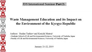 JDS International Seminar Part 2 Waste Management Education